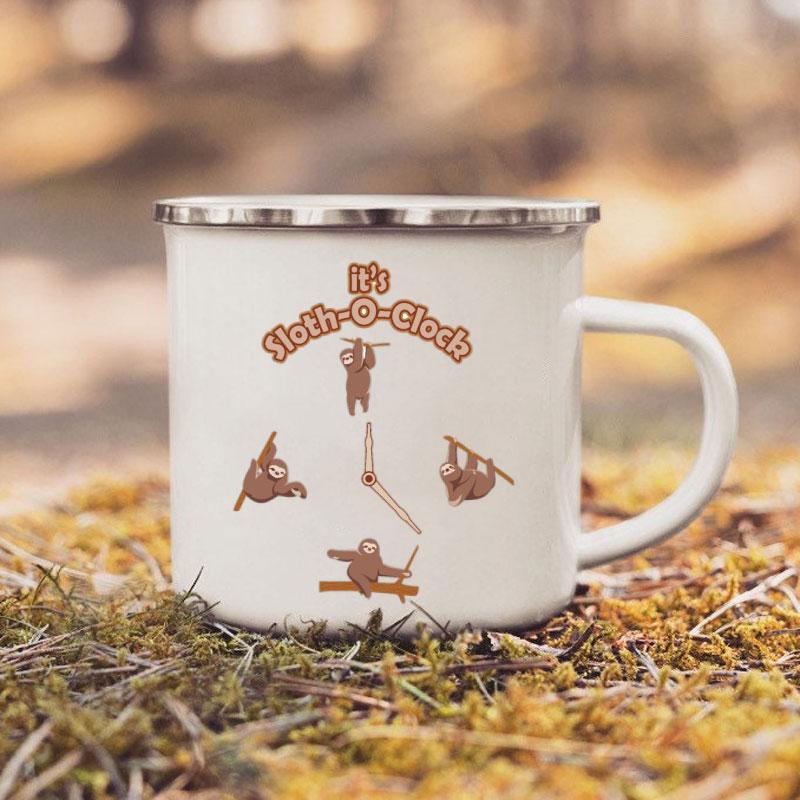 

Take It Sloth Enamel Mug Illustrated Adventure Sole Camper Hiker Camping Walking Hiking Travel Cups Coffee Mugs Outdoor Festival 360ml