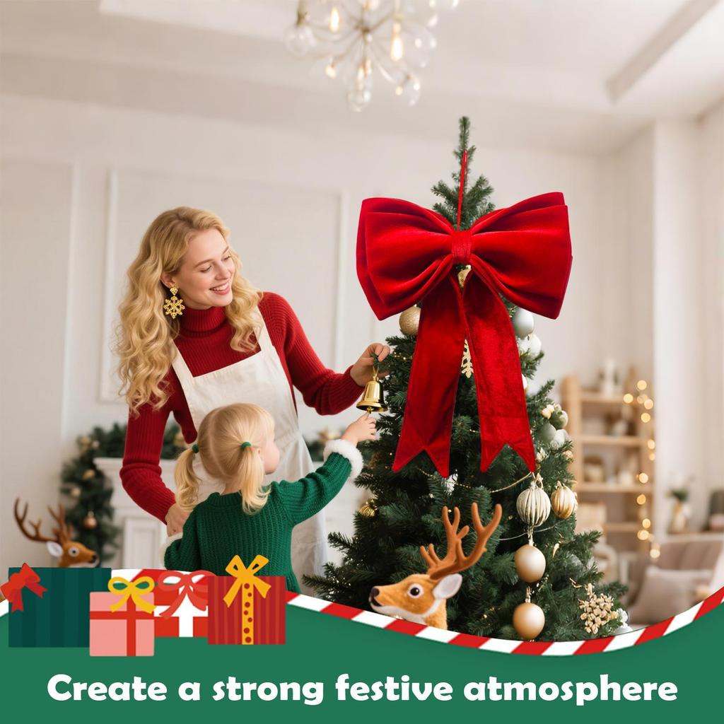 Christmas Bow DIY Xmas Trees Decoration Pendant Velvet Bows Knot Baubles Hanging Ornaments For Home Party Decorations