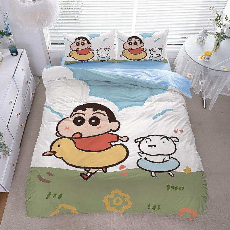 Cartoon Shin-Chan Duvet Cover Luxury Crayon Shin-Chan Bedding Set Pillowcase 2/3/Pcs Adult Children Gift Single Double