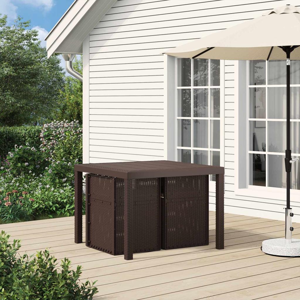 Garden Dining Chairs 2 pcs Brown and Cream PP