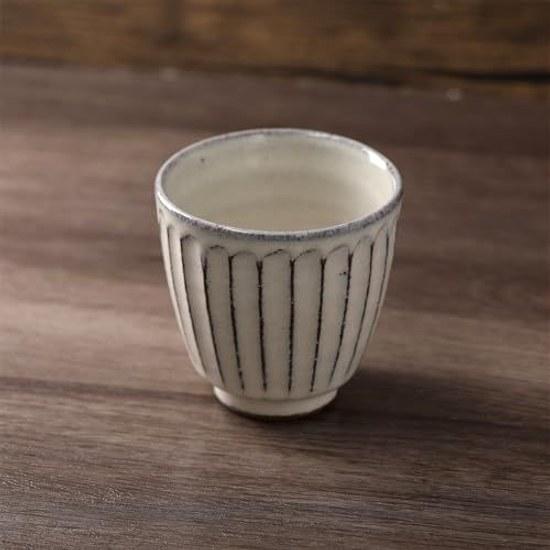 Marui Seito Shigaraki-yaki Hechimon Yunomi Cup White Glaze Carving Diameter Approximately 8.5Height 8.5cm Ceramic Made Japan MR-3-3506