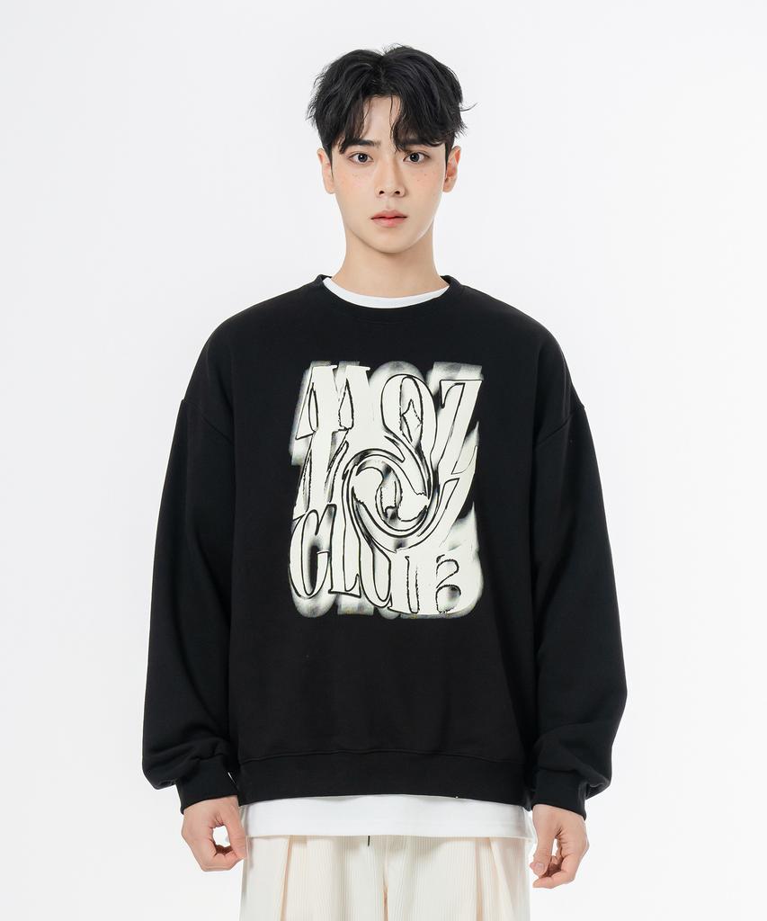 MOZMOZ Soft French Terry Chaos Oversized Sweatshirt Black