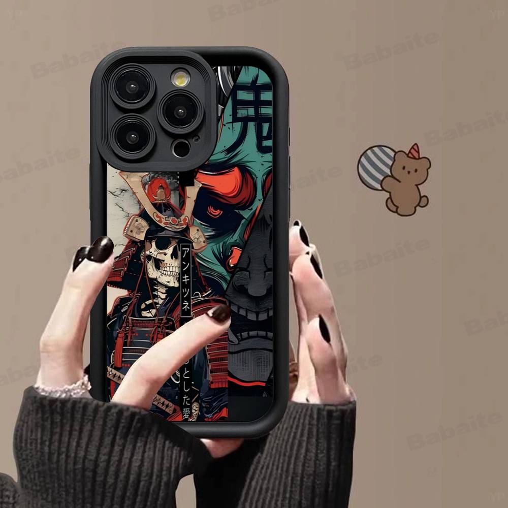 Japonia Twarz Ducha Samuraj Etui na Telefon Dla IPhone 17 16 15 13 11 12 14 Pro Max Plus Silikonowa Osłona