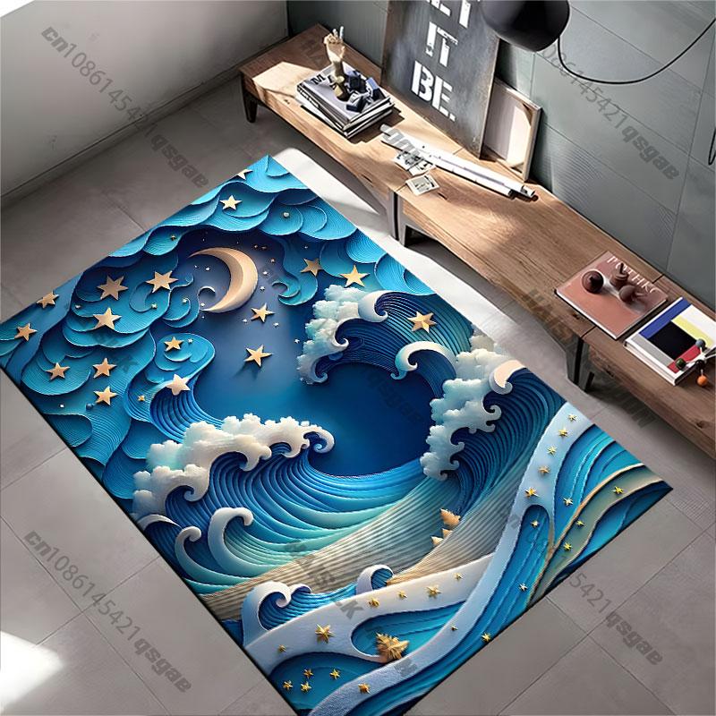 Dreamy ocean night sky carpet Yoga living room room decor children's crawling mat doormat area rug games mat
