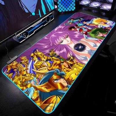 S-Saint Seiya Mouse Pad RGB Backlit Mouse Pad Laptop Mouse Pad Laptop Gamer Computer Desk Gaming Accessories