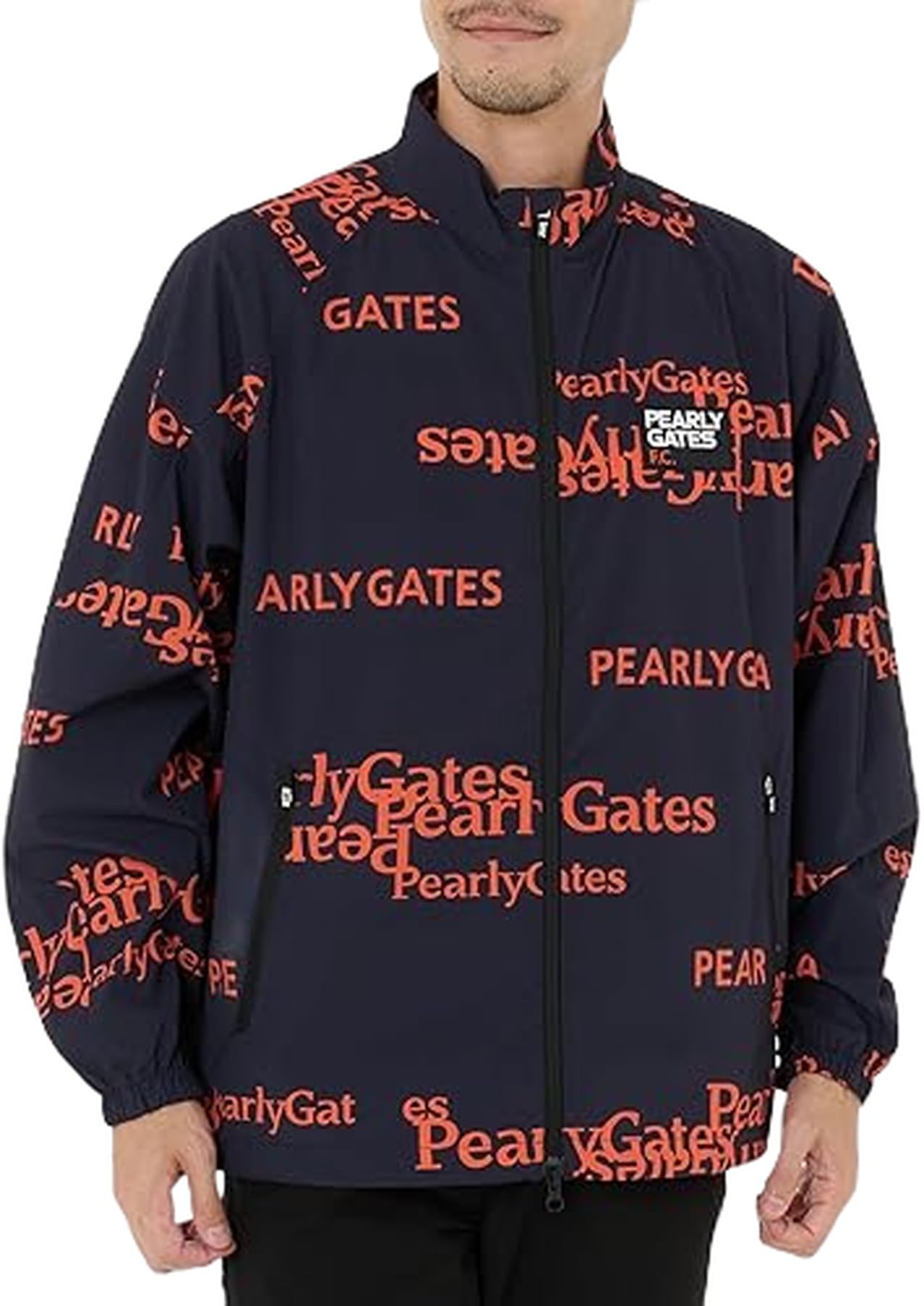 

blouson serif logo Golf Navy Base 5 [Pearly Gates] Men s water-repellent full-zip (stretchy, pattern) / / 053-4220901 121_Dark [L]