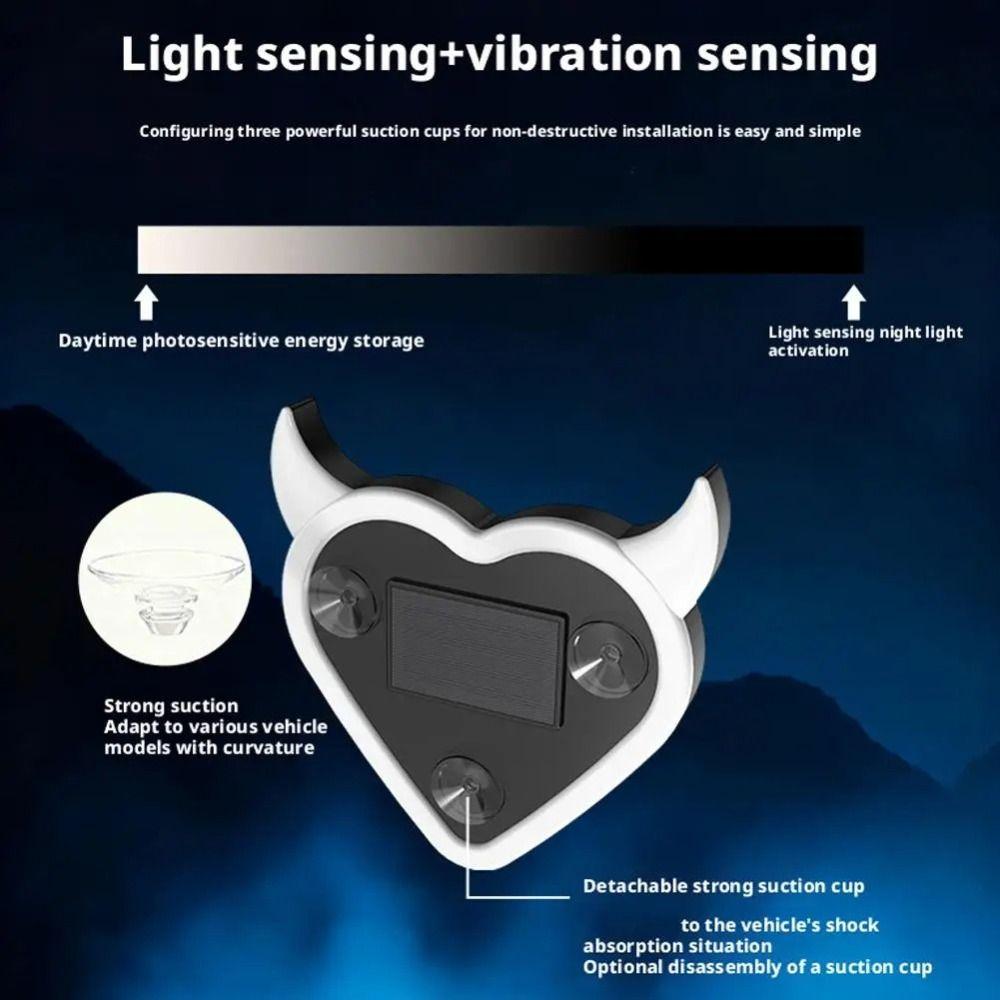 Rechargeable Car Solar Light Plastic LED Atmosphere Lamp Devil Heart-shaped Light  Car Interior