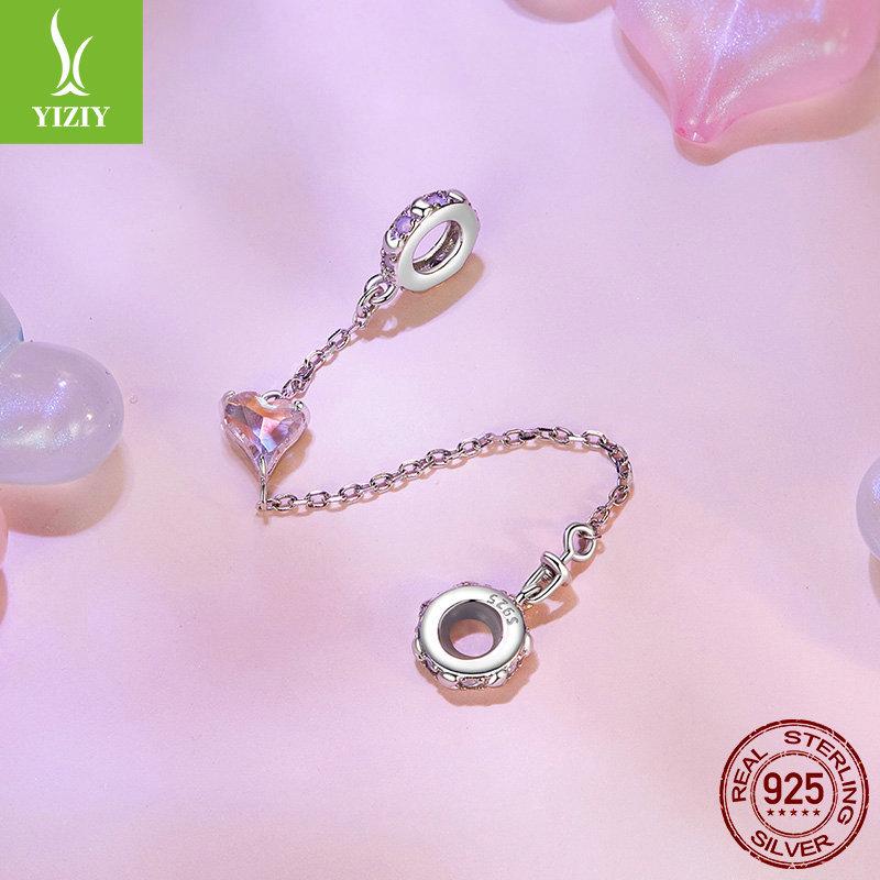 Valentine'S Day Series Pink Love Diy Safety Chain Accessories, Romantic Confession S925 Silver Bracelet Beaded