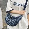 Denim Plaid Bag Women's Fashion New Crescent Bag Versatile Underarm Bag Large Capacity Shoulder Messenger Bag