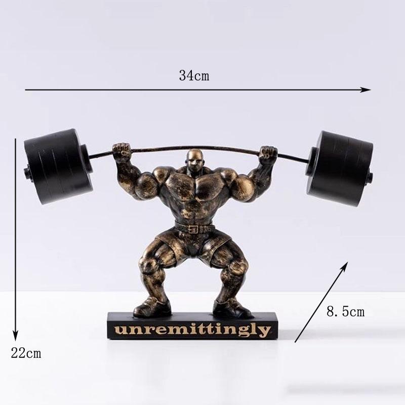 Muscle Man Weightlifting Bodybuilding Strongman Statue Resin Decoration Home Room Sculpture Ornaments Sports Gym Figurine Crafts