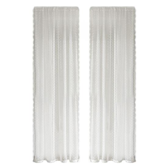 

Волнистая кружевная занавеска Длинная занавеска для защиты от посторонних глаз Разделитель комнаты Дышащая сетчатая занавеска для гостиной Отеля Ресторана 2pcs белый