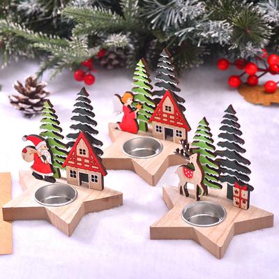 Wooden Candle Stand Christmas Atmosphere Decoration Home Party Desktop Fun Decorations Christmas Celebration Atmosphere Props