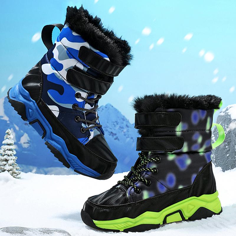 Winter Children's Plus Size Anti Slip Wear-resistant and Plush Warm Outdoor High Top Cotton Shoes Snow Boots