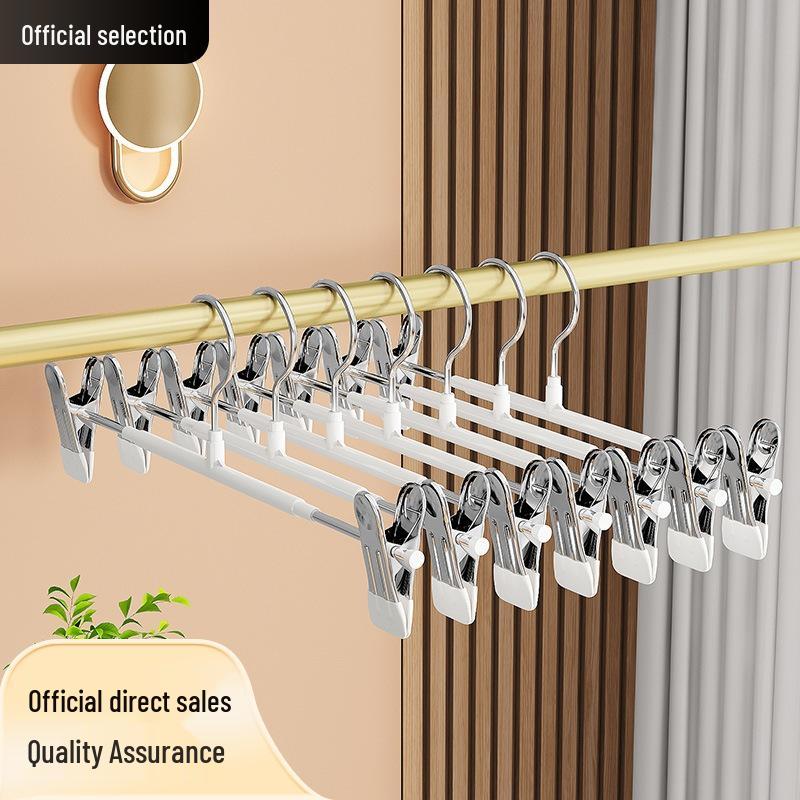 Stainless Steel Non-Slip Clothes Hanger with Plastic-Dipped Pants and Skirt Clips - Traceless Storage Solution