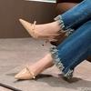 Women's High Heels New Versatile Fine Heel Sandals Lacquer Leather Butterfly Knot Rear Tripping Strap Pointed High Heel Sandals