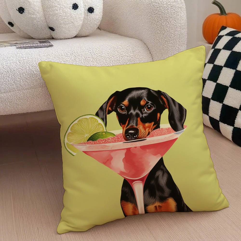 Tax Dachshund söt Kuddfodral Anti-kvalster Kuddfodral Osynlig dragkedja silkeslen kort plysch Soffkuddeöverdrag