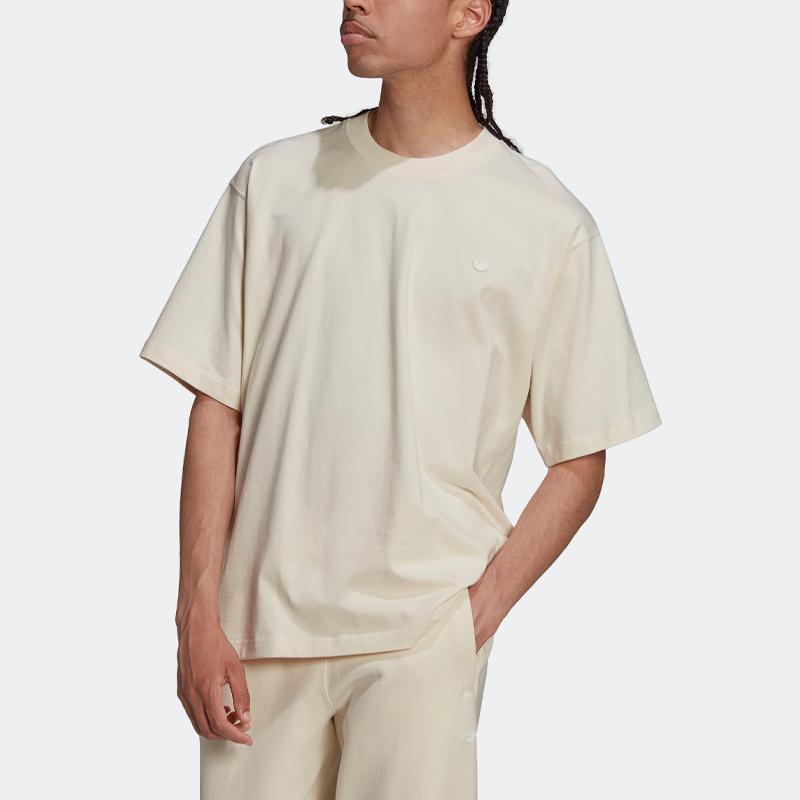 Adidas Originals Trefoil SS22 Embroidered Logo Sports T-Shirt Men Tops Beige HD2747