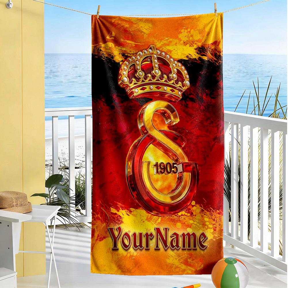 Galatasaray Customize Text Beach Towel Super Soft Microfiber Quickdry Fabric Perfect For Traveling Yoga Camping And Swimming