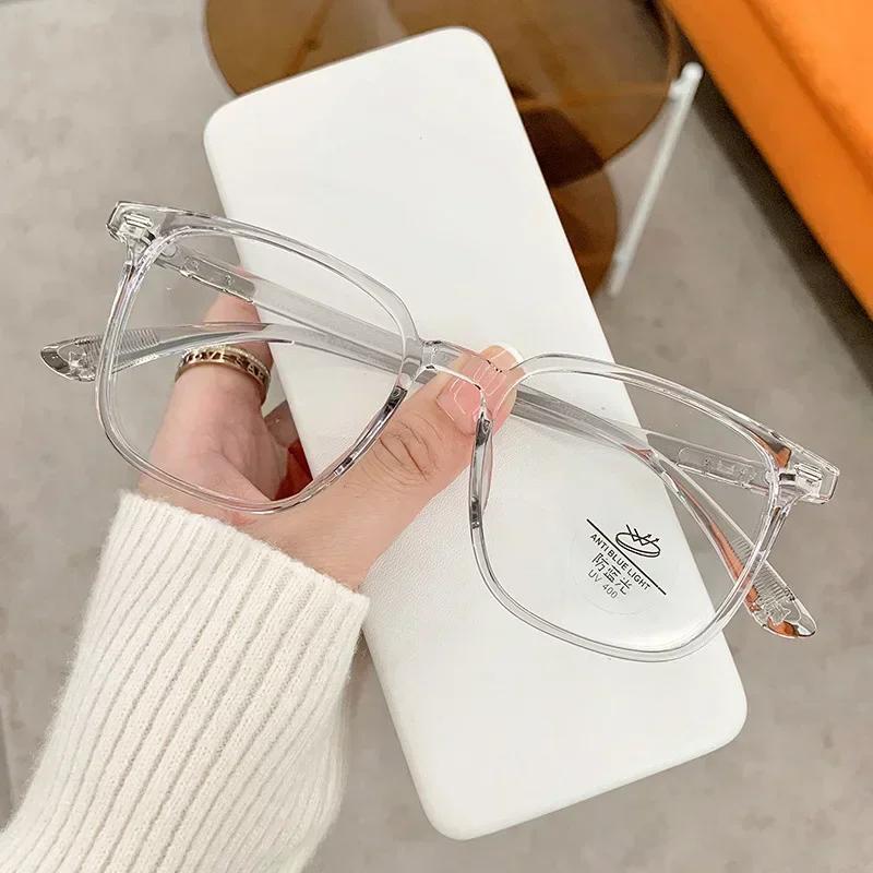 

Blue Light Blocking Ladies Square Myopia Glasses New Trendy Finished Near Sight Eyeglasses Prescription Minus Eyewear Diopter 0(anti-blue)