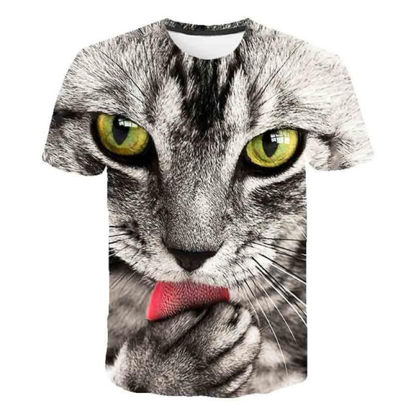 Cat Girls T Shirt Clothes Boys Girls Animal Children 3D T-Shirt Kids Summer Cat Lively Cute Funny Baby T Shirts Tops 2023 3-14Y