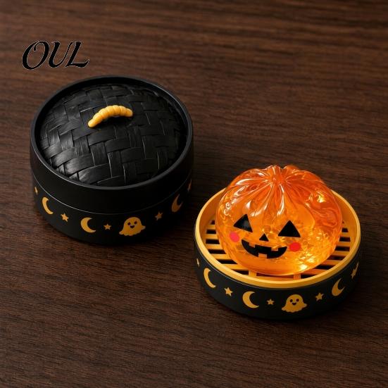 Spooky Halloween Decor Decompression Toy, with Glitter Squishy Dumpling Pumpkin/Eyeball/Ghost Shape, Portable Anxiety Relief Gifts Stress Sensory