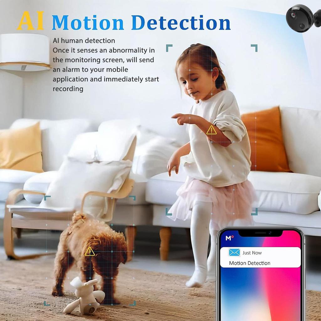 Home Surveillance Cams Wireless WiFi Camera Low Power Consumption Night Vision Compact 1080P HD with AP Interface for Household