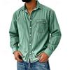 Camicie da Uomo in Denim Primavera Autunno Stile Safari Vintage Manica Lunga Cotone Monocolore Casual