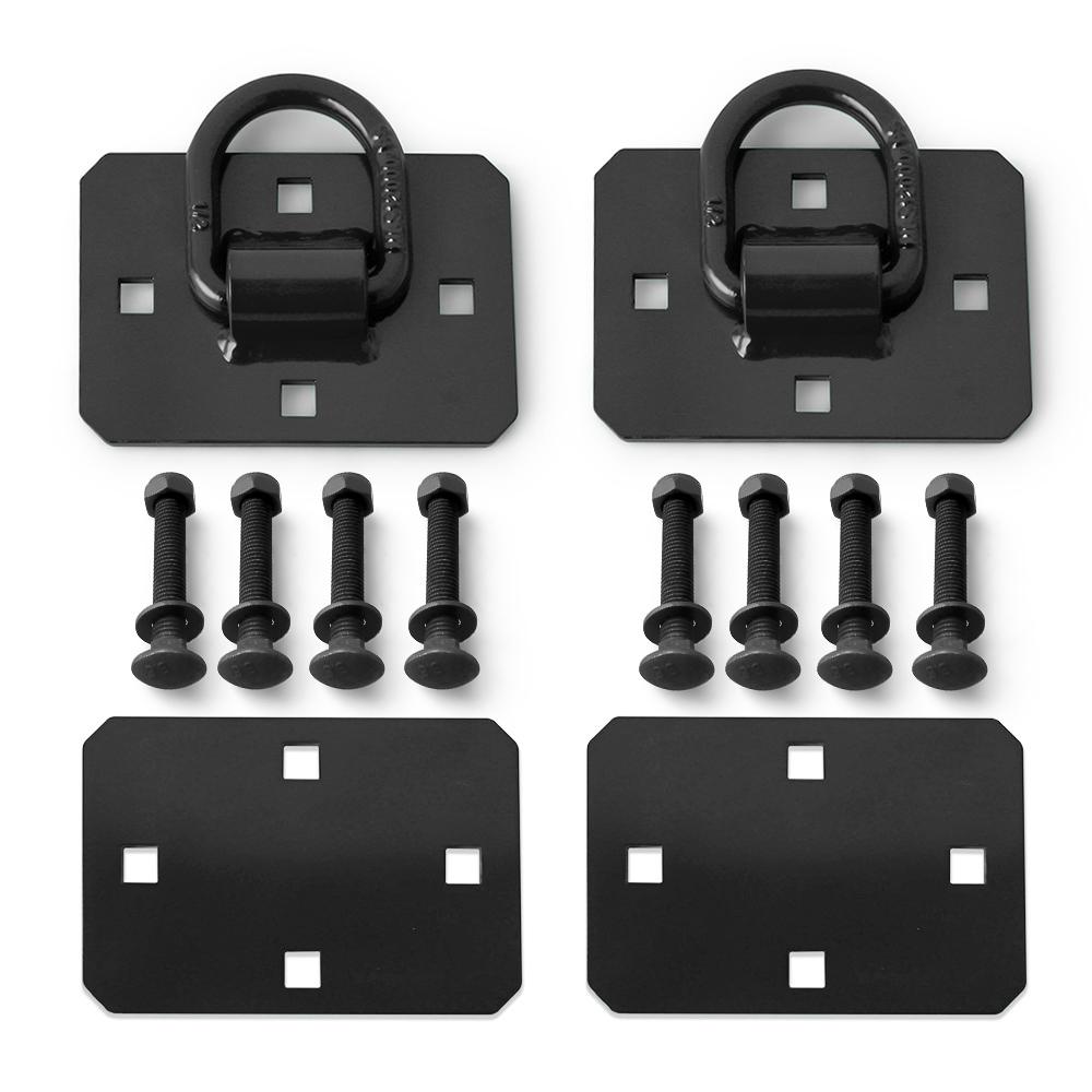 

D-образные кольца 1/2 дюйма для прицепов и грузовых автомобилей. Набор из 2 анкеров с болтами, макс. 12 000 фунтов. чёрный