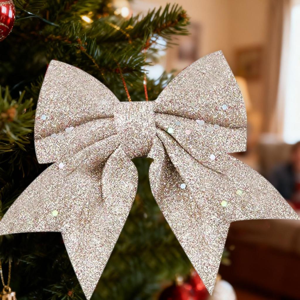Christmas Bows For Tree 2 Piece Sparkly Ornament Tie Ribbon Bow Tree Topper For Home Outdoor Farmhouse Wall Indoor Crafts