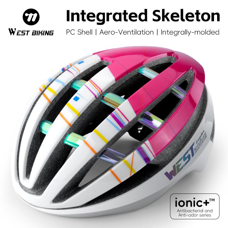WEST BIKING CE Certified Cycling Helmet Ultralight Integrated Molding Pro Road Bike Helmet Unisex Adjustable Bicycle Safety Cap