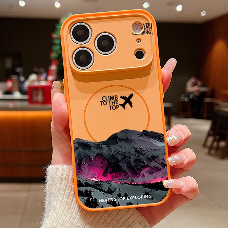 Snowy Mountain Night Scene Pattern Case For iPhone 17 Pro Max Magnetic For Magsafe Skin Feeling Cover For iPhone 16 15 14 13 Pro Max