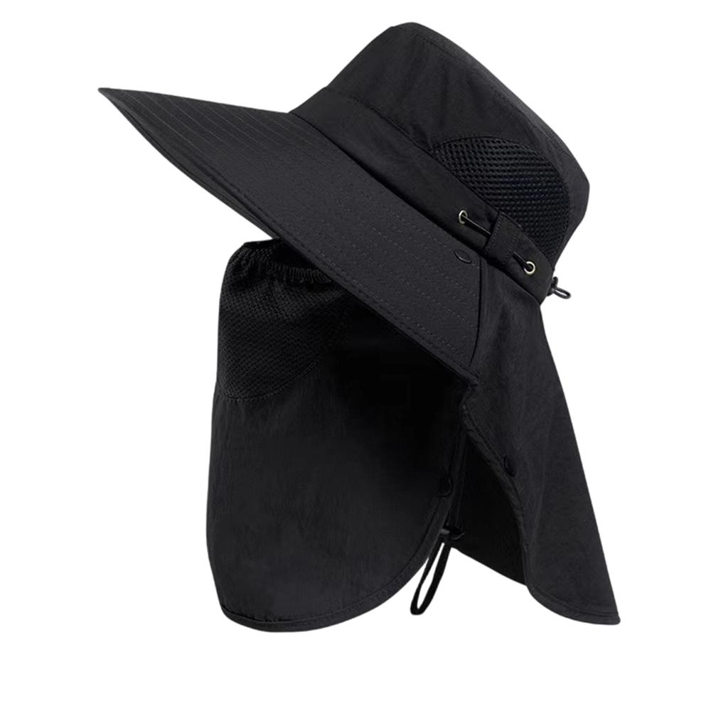 Mens Sun Hat with Neck Flap Wide Brim Outdoor Quick Dry Mesh Panel Fishing Hiking Garden Travel Hat