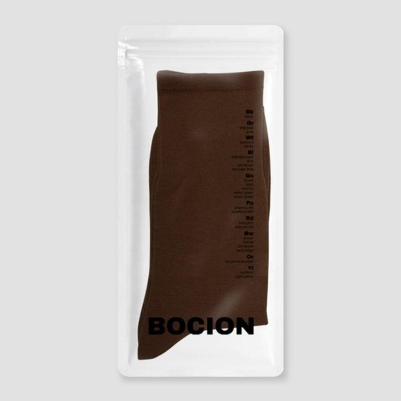 BOCION Brown Solid Color Long Socks