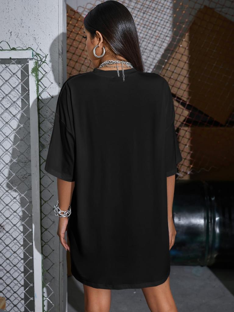 Letter Graphic Street Oversized Tee Clothing Women Soft  Cotton Quality Short Sleeve Summer Breathable T-Shirts Hip Hop Tshirt