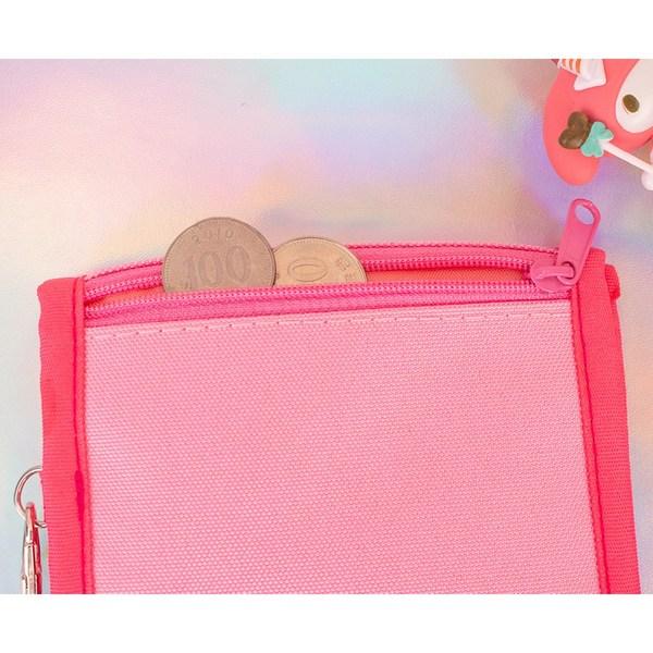 Sanrio My Melody Klettverschluss 3-stufige Halskette Brieftasche Aufkleber Karte Münze Reißverschluss Typ Halbe Brieftasche