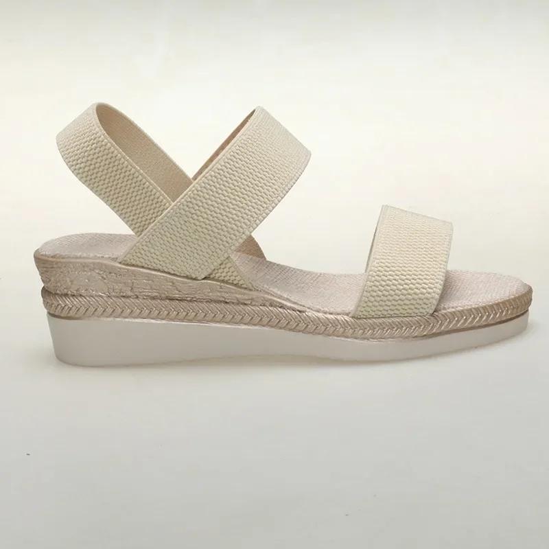 Summer Casual Shoes for Women Plus Size 36-43 Women's Sandals Comfortable Non-slip Walking Slip on Elastic Fabric Female Shoes