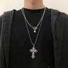 Vintage Cross Pendants Necklace for Women Kpop Punk Chain Necklaces Long Korean Fashion Retro Jewelry On The Neck Gift