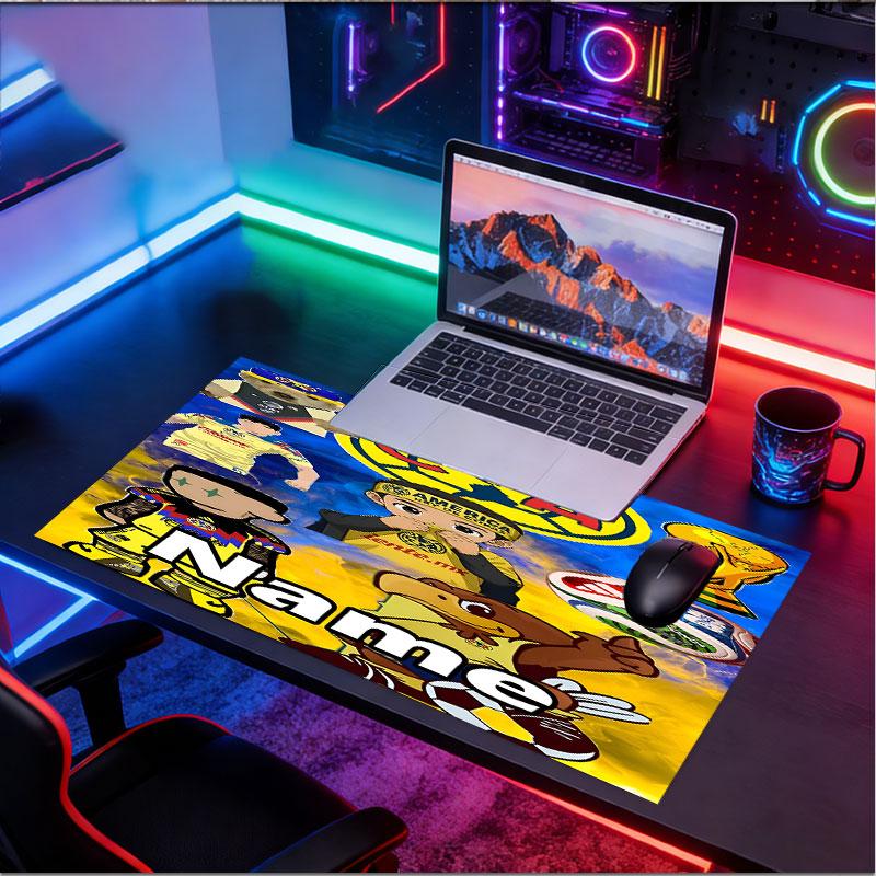 Custom Name Personalized Club America Pattern Mousepad, Laptop PC Desk Mat, Decorative Desk Mat for Home Keyboard Pad Gift
