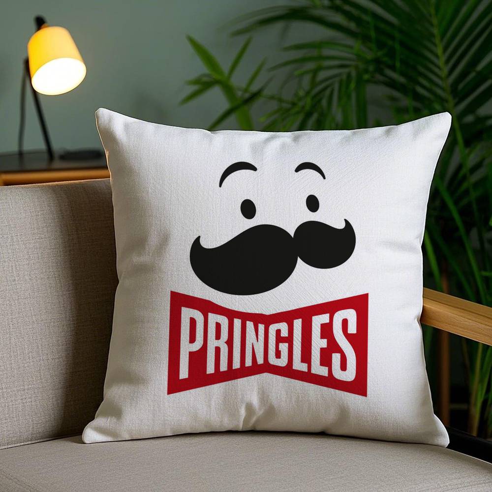 Classic P-Pringles Pillow Case Office Sofa Dorm Chair Back Short Plush Double-Sided Printing Home Cushion Cover