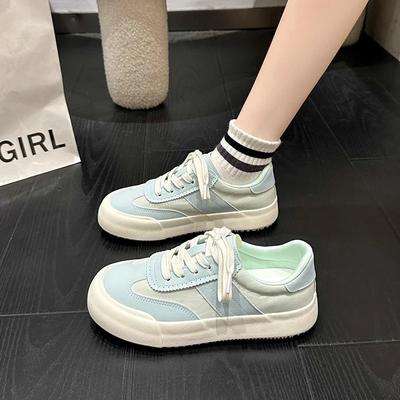 Mode 2024 Mode Effen Kleur Lage Instap Dames Sportschoenen Plat Bovenkleding Casual Lente en Herfst Dames Veters Comfortabel