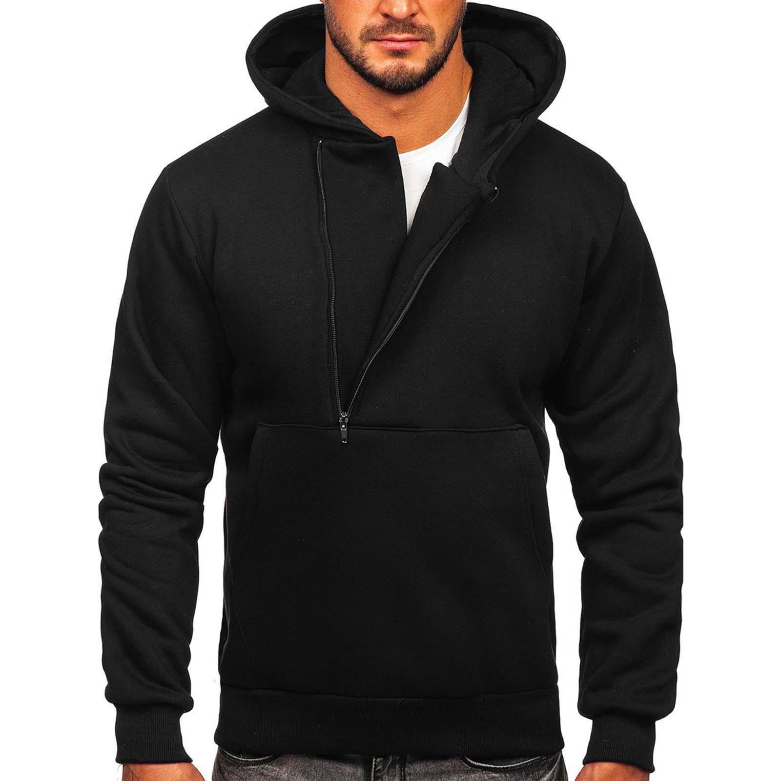 

Men s Hooded Half - Zip Solid - Color Casual Sporty Sweatshirt M чёрный