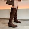 2.5CM Fashion Low Heel Over Knee Two Wear Boots 2025 Autumn and Winter New Square Head Flat Bottom Temperament High Boots Women