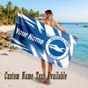 Brighton & Hove Albion Football Design Beach Towel Custom Text Large Towel for Beach Vacation