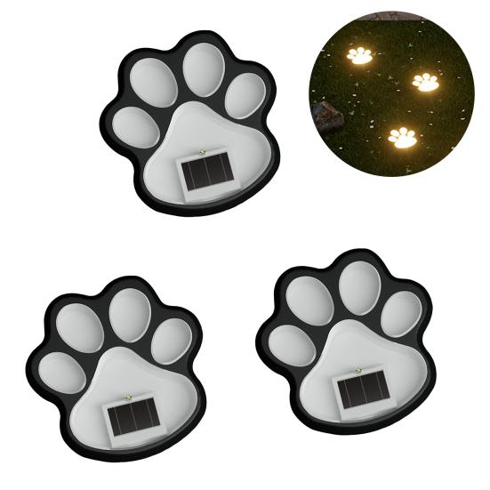 Solar Dog Paw Print Lawn Light, LED Garden Stake Light, Waterproof Outdoor Decorative Footpath Light for Yard Patio, Walkway Landscape Lighting