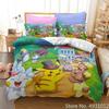 Anime Pokemon Quilt Cover Cartoon Game Printed Bedding Pikachu Duvet Cover Kids Bedroom Bed Bedclothes Pillowcase Xmas Gifts