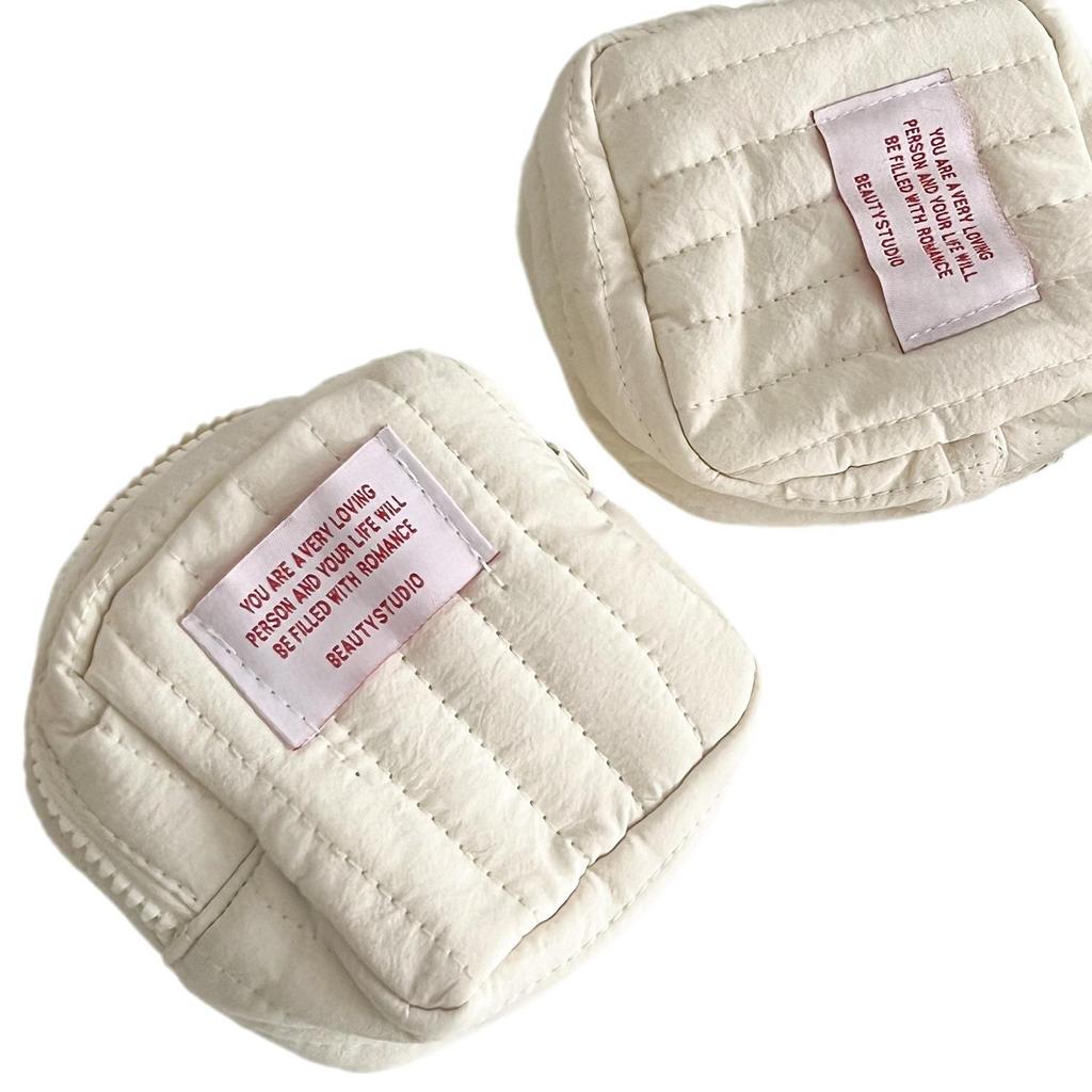 Mini Quilted Japanese Cosmetic Bag - Cute, Portable Storage for Groceries or Sanitary Items