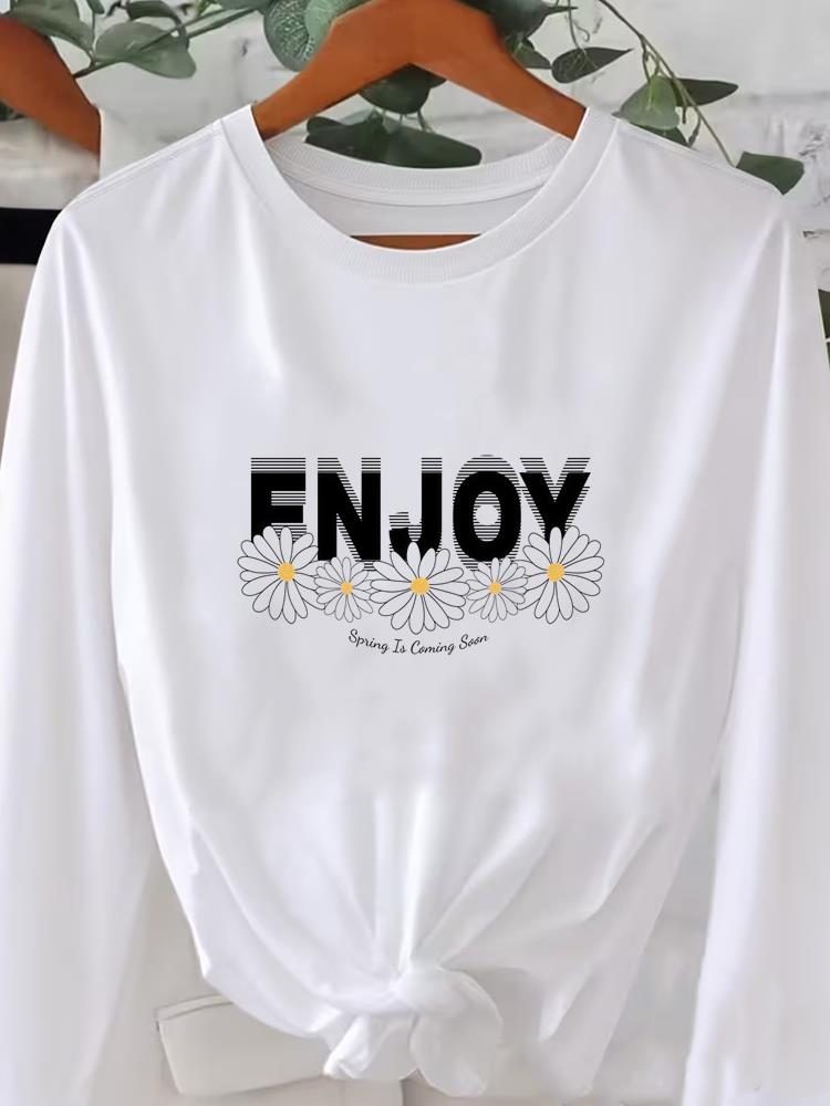 (Asiatische Größe) Buch süß 90er niedlich Bedruckt Rundhals Langarm T-Shirt Tee Dame Frauen Damenbekleidung Lässiges Mode Oberteil Grafik-T-Shirts