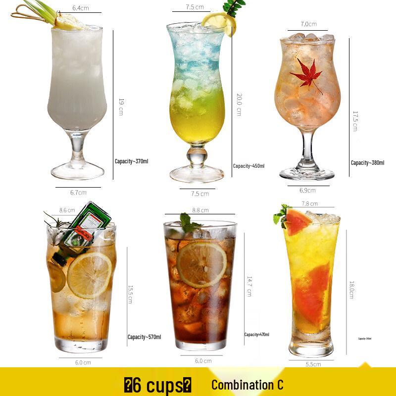 Elegant Glasssett for Cocktail- og Mojito-miksing