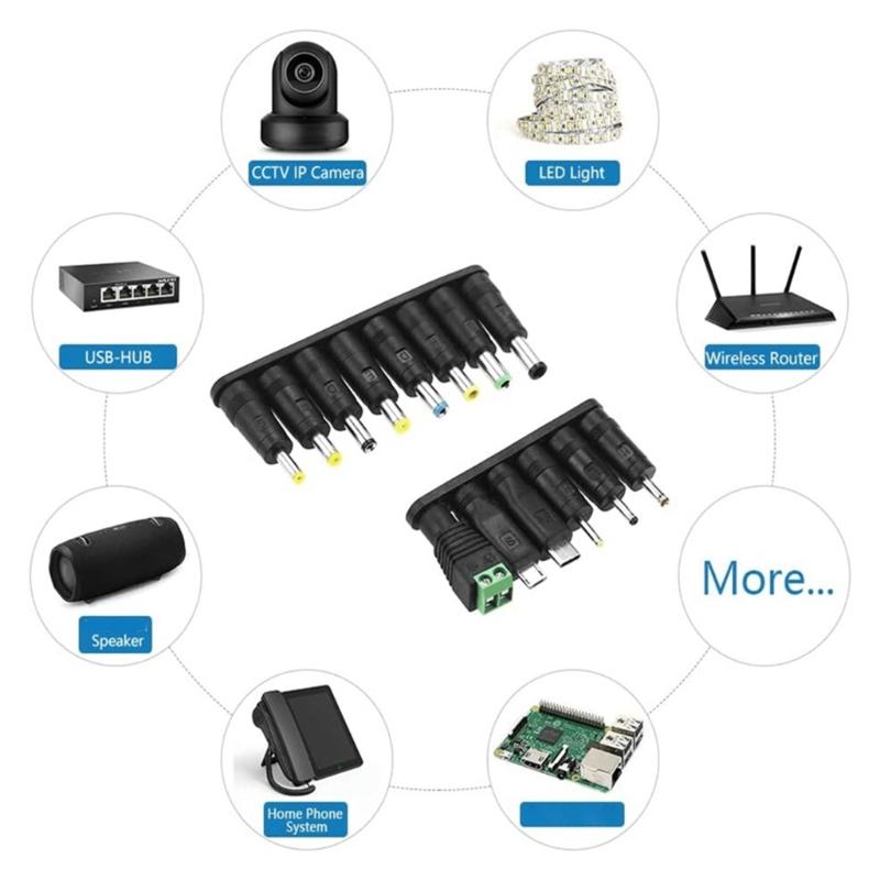USB To DC5V Power Cord Includes 14 Adapter Plugs for Charging Devices Like Moon Lamp and LED Lights Power Cord