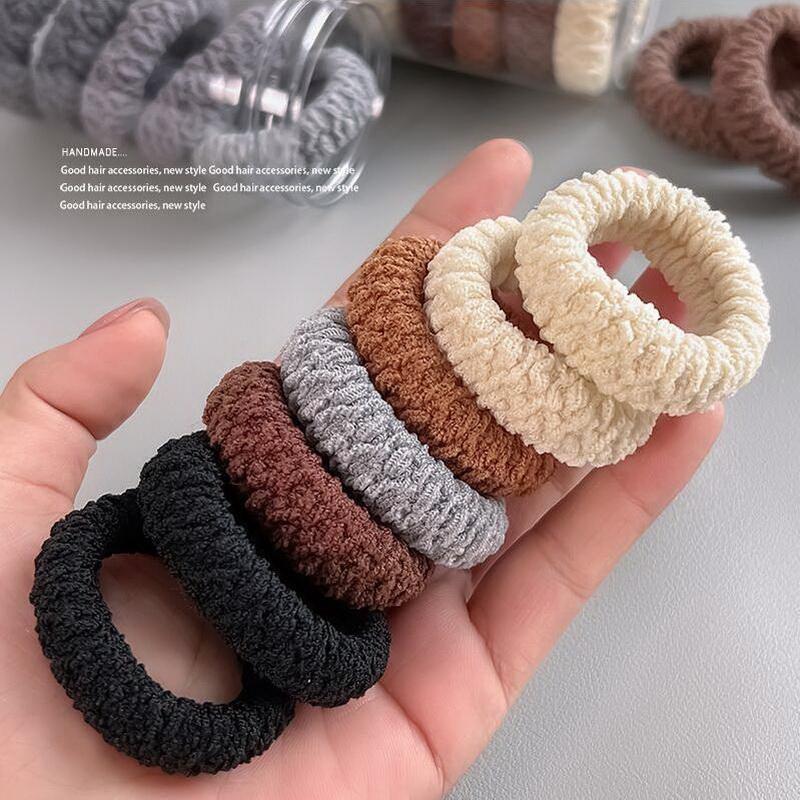 6pcs/set Simple Thick Stripe Hair Rubber Bands For Women High Elastic Black Hair Tie Girls Ponytail Holder Hair Rope Scrunchie